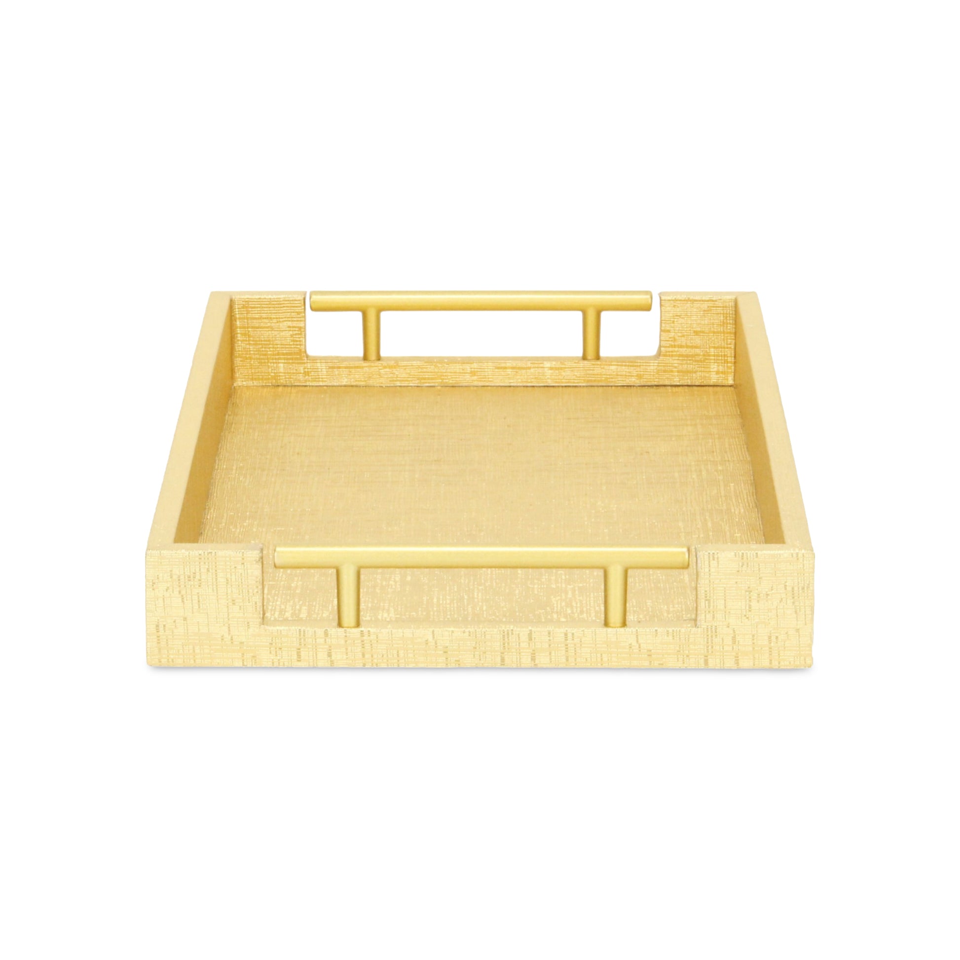 16" Gold Wood Geometric Serving Tray With Handles - Loft&Timber