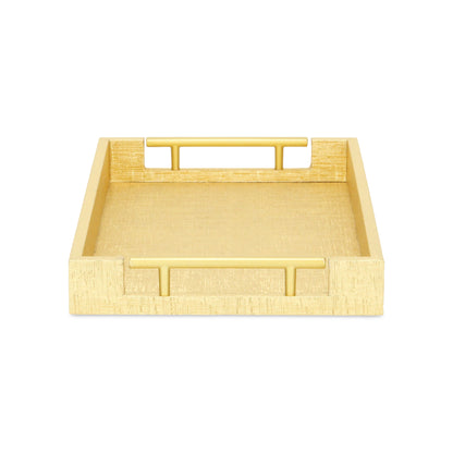 16" Gold Wood Geometric Serving Tray With Handles - Loft&Timber