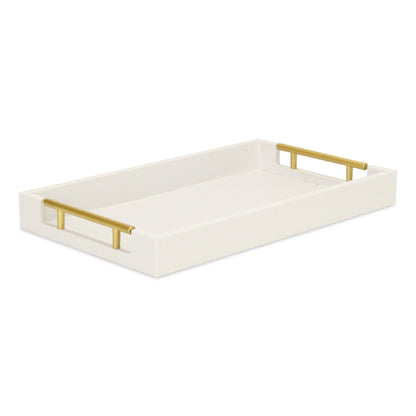 16" Wood Faux Shagreen Serving Tray With Handles - Loft&Timber