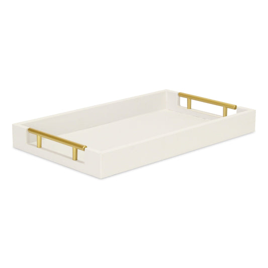 16" Wood Faux Shagreen Serving Tray With Handles - Loft&Timber