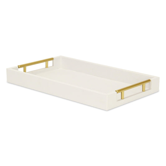 16" Wood Faux Shagreen Serving Tray With Handles - Loft&Timber