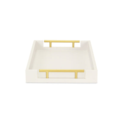 16" Wood Faux Shagreen Serving Tray With Handles - Loft&Timber