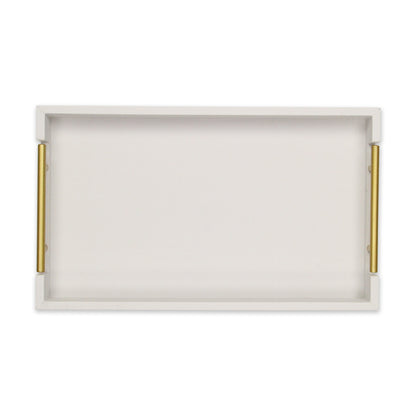 16" Wood Faux Shagreen Serving Tray With Handles - Loft&Timber