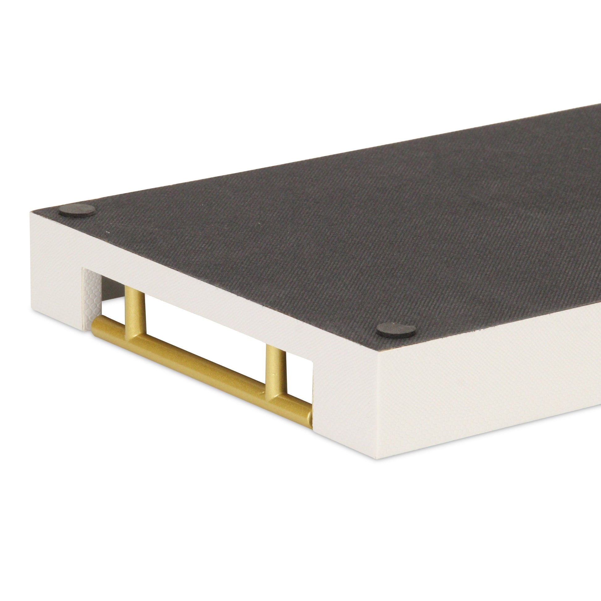 16" Wood Faux Shagreen Serving Tray With Handles - Loft&Timber
