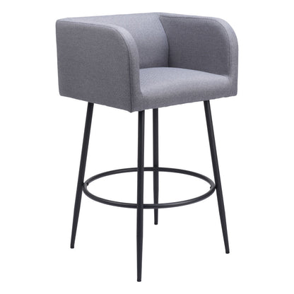 Set of Two 31" Gray and Black Fabric and Steel Bar Height Bar Chairs - Loft&Timber
