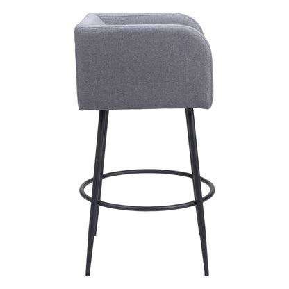 Set of Two 31" Gray and Black Fabric and Steel Bar Height Bar Chairs - Loft&Timber