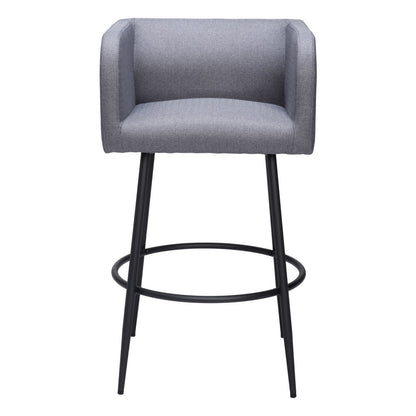 Set of Two 31" Gray and Black Fabric and Steel Bar Height Bar Chairs - Loft&Timber