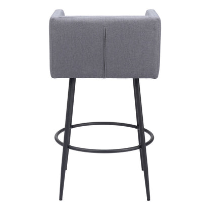 Set of Two 31" Gray and Black Fabric and Steel Bar Height Bar Chairs - Loft&Timber