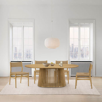 Five Piece Oak Oval Dining Set with Four Chairs - Loft&Timber