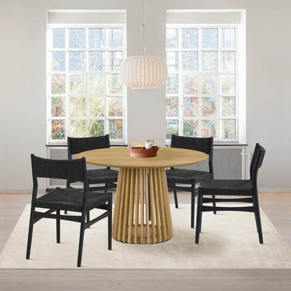 Five Piece Oak Round Dining Set with Four Chairs - Loft&Timber