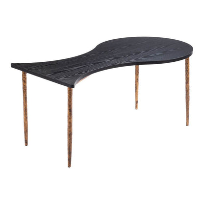 Set of Two Black and Bronze Wood and Steel Free Form Coffee And End Table - Loft&Timber