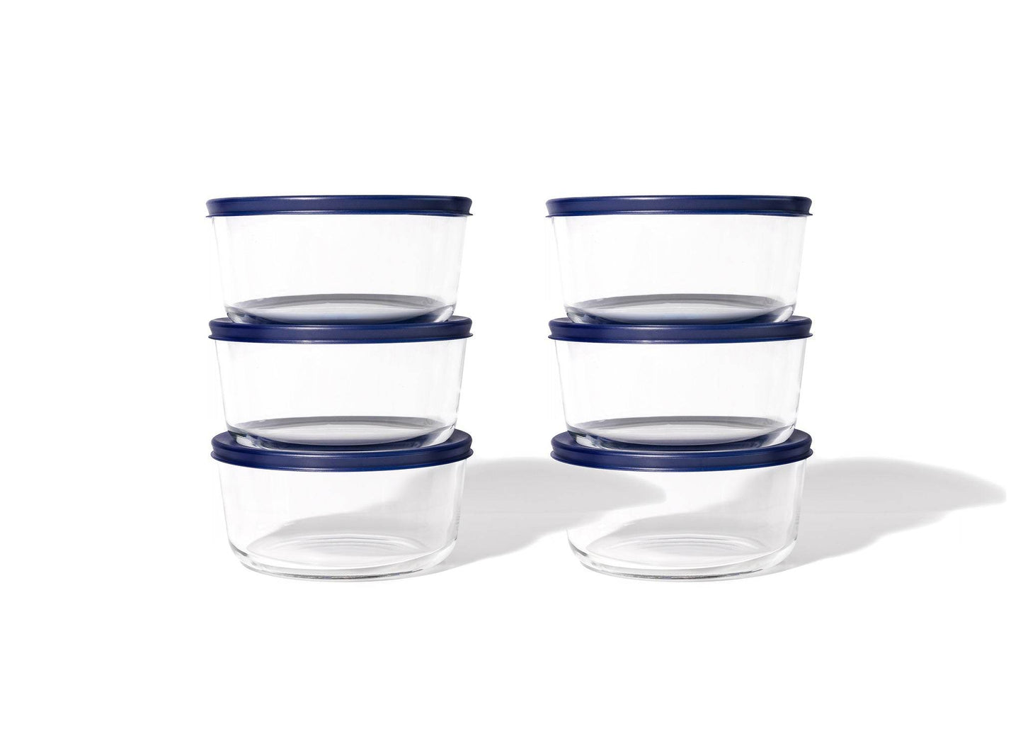 Glass Food Storage Containers - 12 Piece 2 Cup Set (6 Containers + 6 Lids) - Loft&Timber