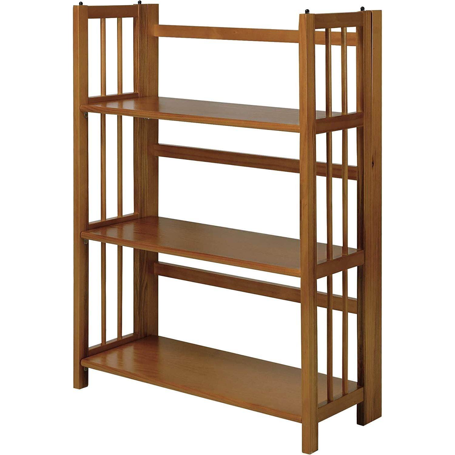 Stackable Chestnut Bookcase - 3 Shelves, 27.5″ Wide - Loft&Timber