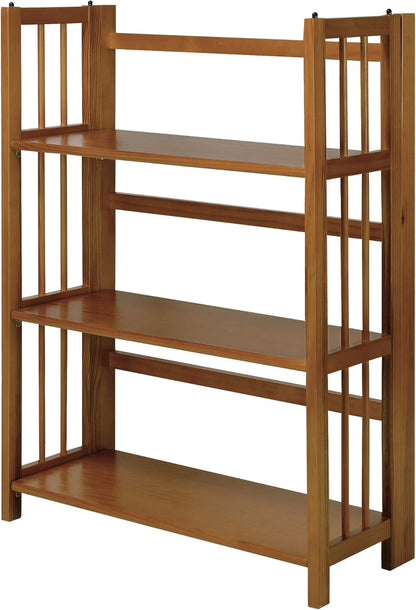 3-Shelf Stackable 27.5" Wide-Chestnut Fold Bookcase - Loft&Timber