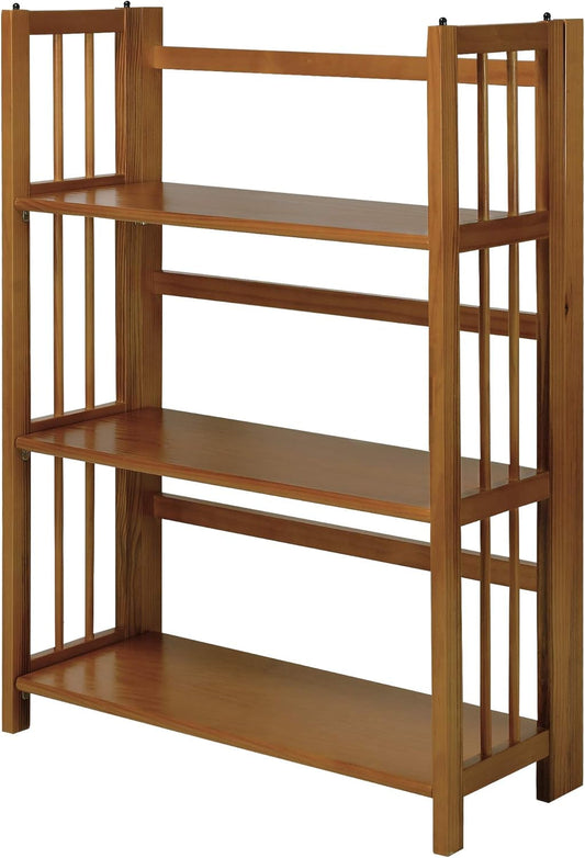3-Shelf Stackable 27.5" Wide-Chestnut Fold Bookcase - Loft&Timber
