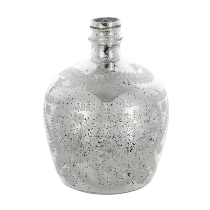 10" Silver Floral Round Glass Table Vase - Loft&Timber