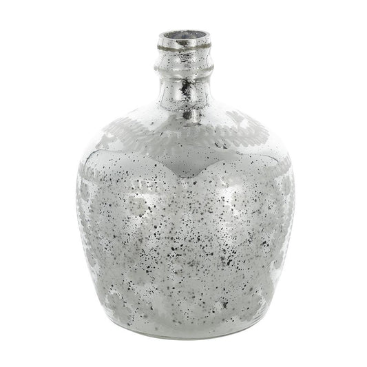 10" Silver Floral Round Glass Table Vase - Loft&Timber