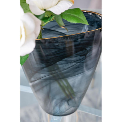 9" Charcoal Oval Glass Table Vase - Loft&Timber