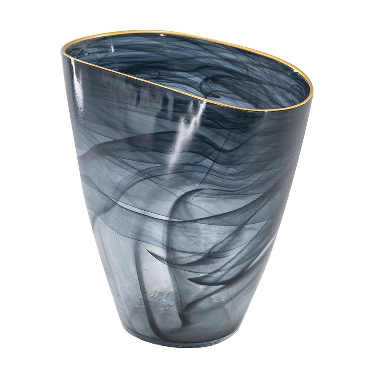 9" Charcoal Oval Glass Table Vase - Loft&Timber