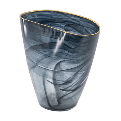 9" Charcoal Oval Glass Table Vase - Loft&Timber
