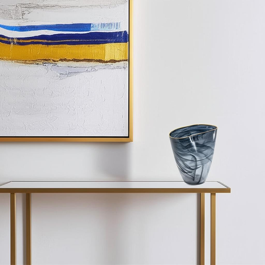 9" Charcoal Oval Glass Table Vase - Loft&Timber