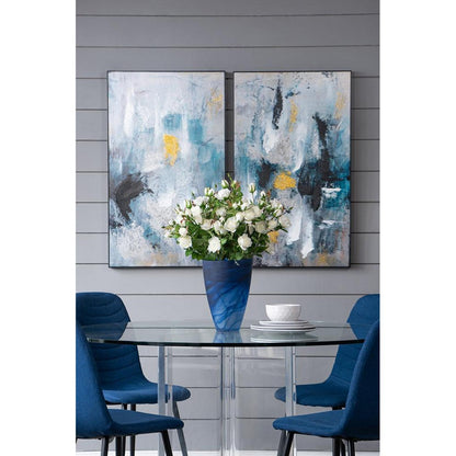 12" Blue Round Glass Table Vase - Loft&Timber