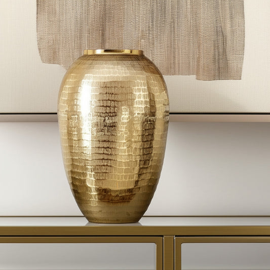 17" Gold Round Aluminum Table Vase - Loft&Timber