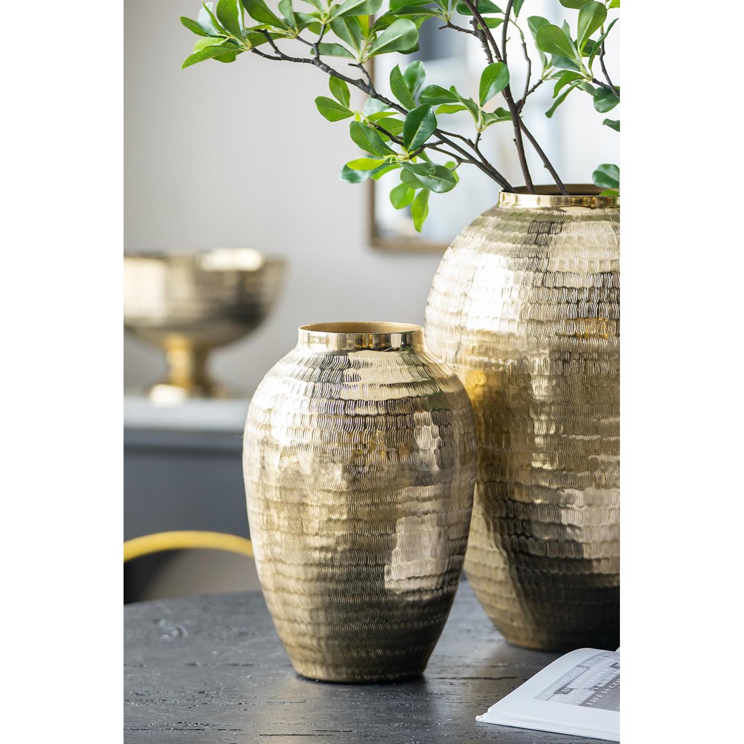 17" Gold Round Aluminum Table Vase - Loft&Timber