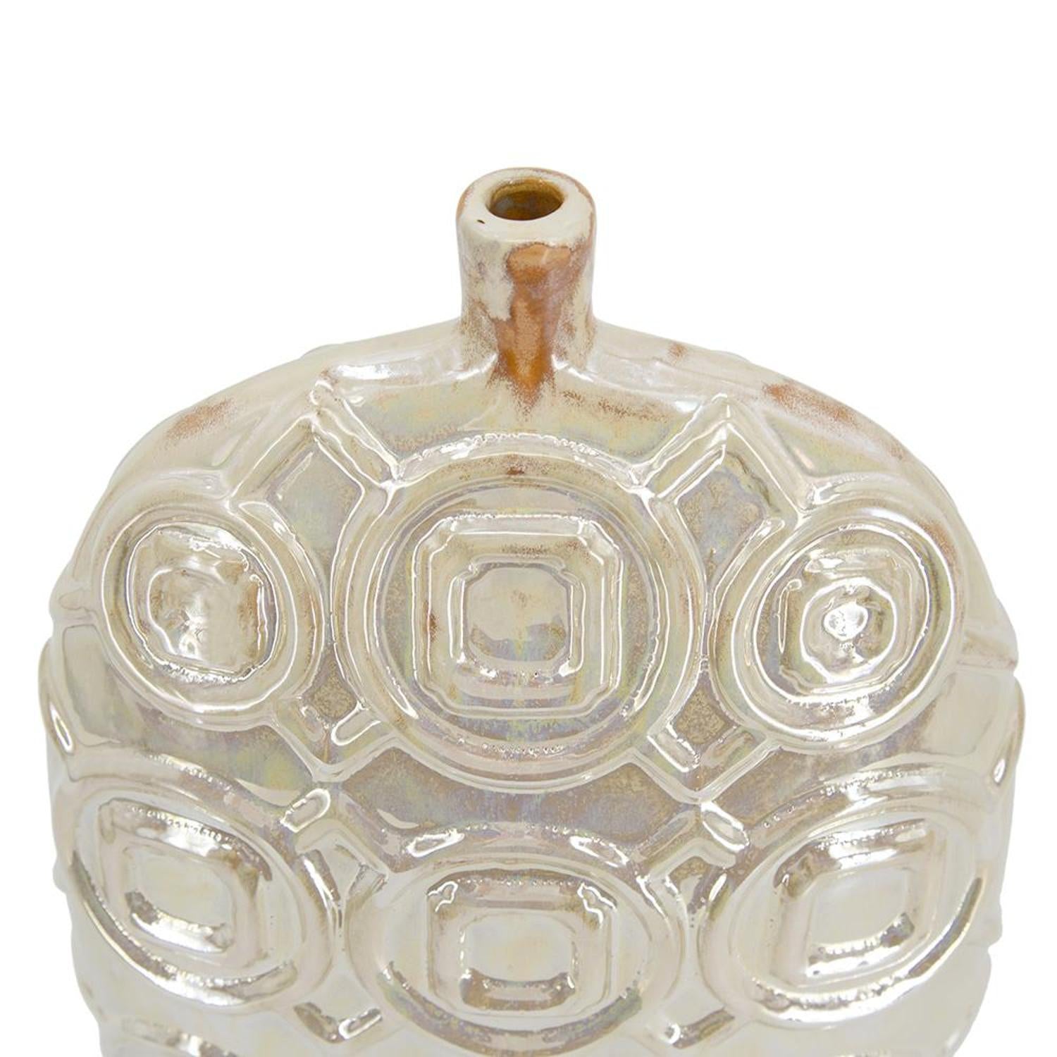 16" Ivory Geometric Bud Ceramic Table Vase - Loft&Timber