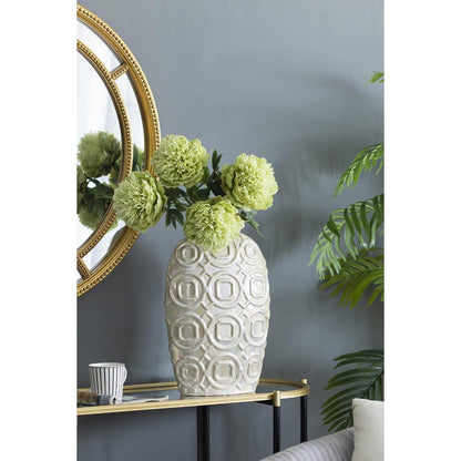 16" Ivory Geometric Bud Ceramic Table Vase - Loft&Timber