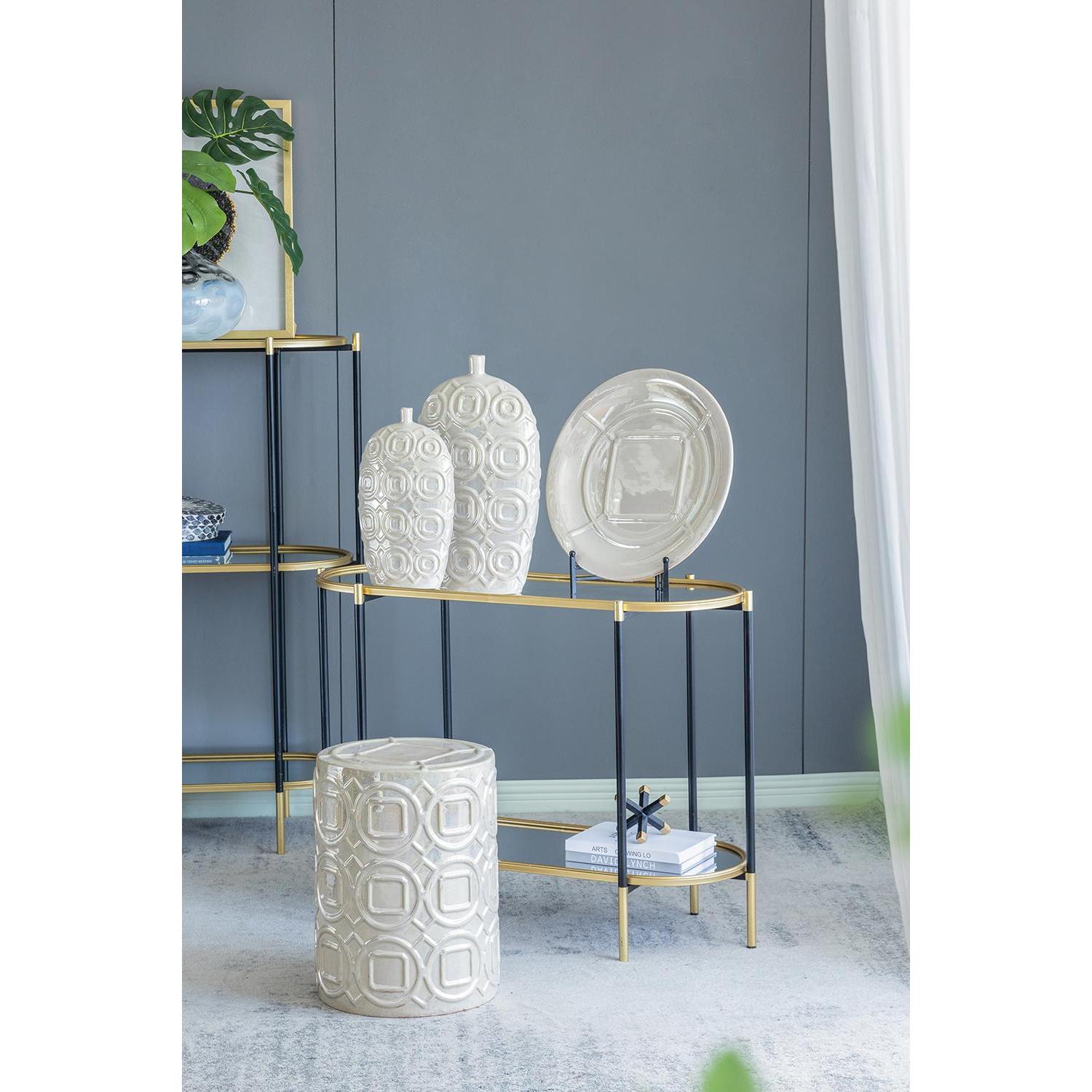 20" Ivory Geometric Bud Ceramic Table Vase - Loft&Timber