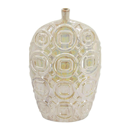 20" Ivory Geometric Bud Ceramic Table Vase - Loft&Timber