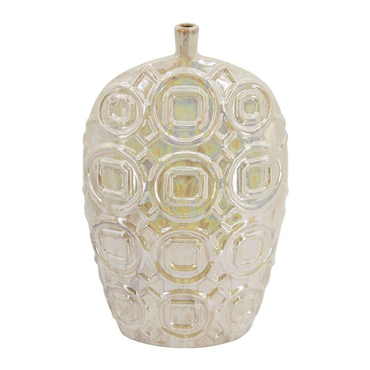 20" Ivory Geometric Bud Ceramic Table Vase - Loft&Timber