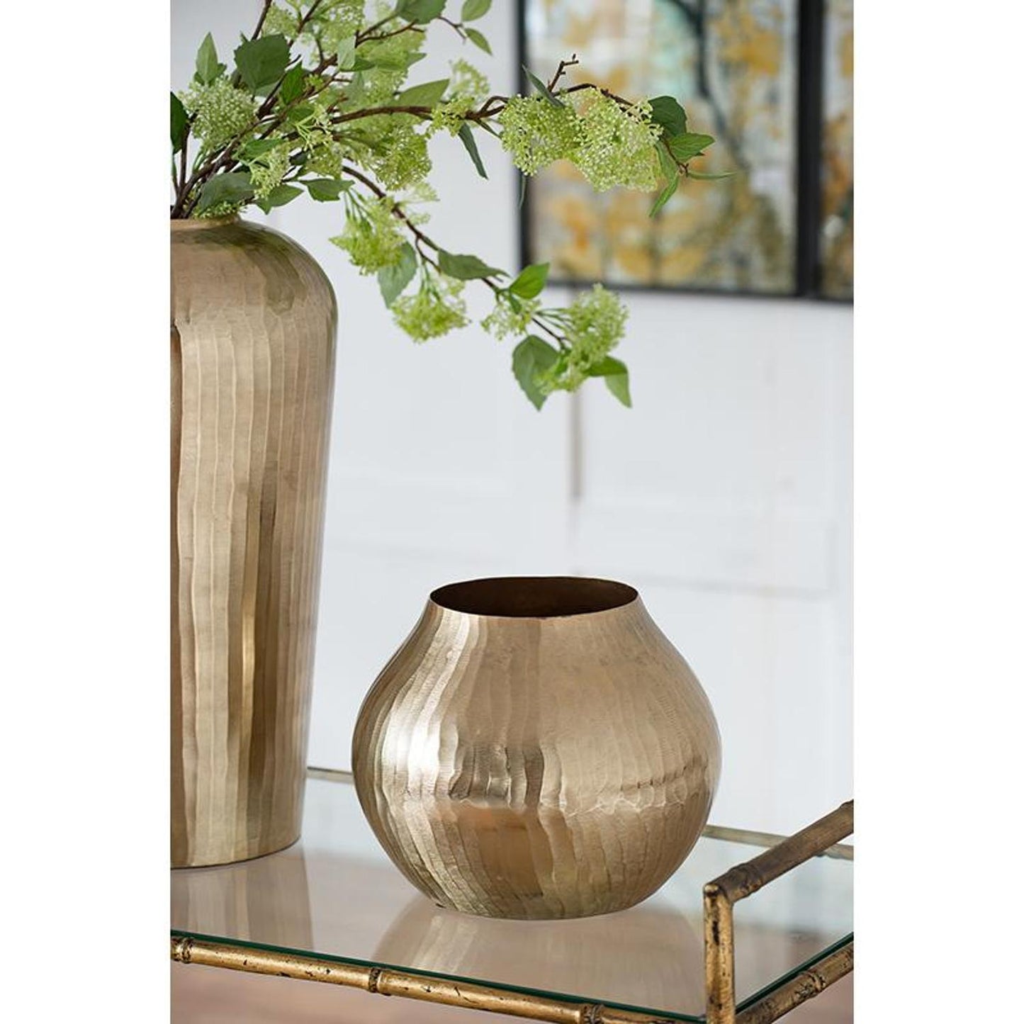 9" Gold Round Aluminum Table Vase - Loft&Timber