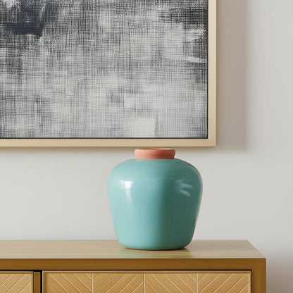 9" Brown Round Ceramic Table Vase - Loft&Timber