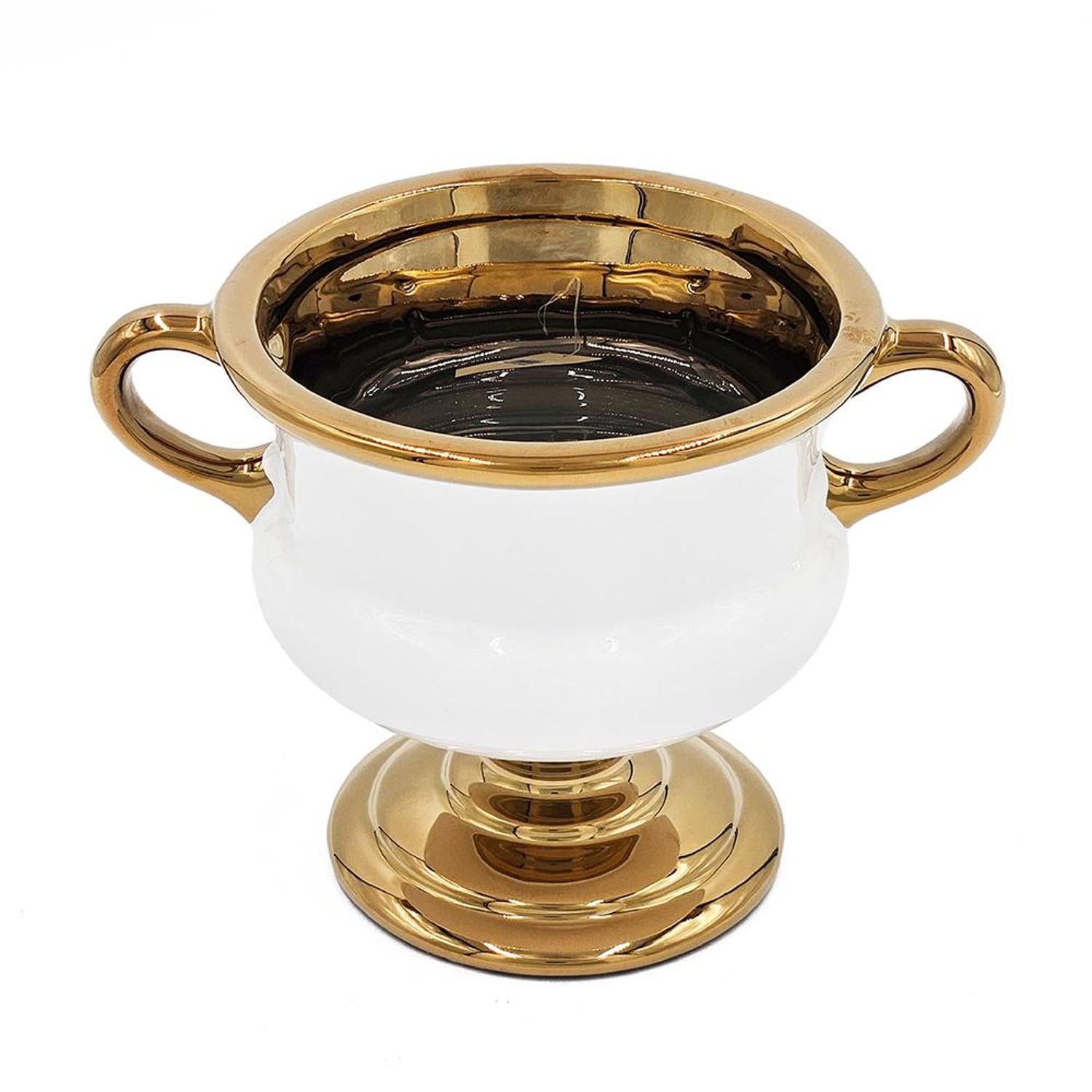 6" White And Gold Amphora Ceramic Table Vase - Loft&Timber