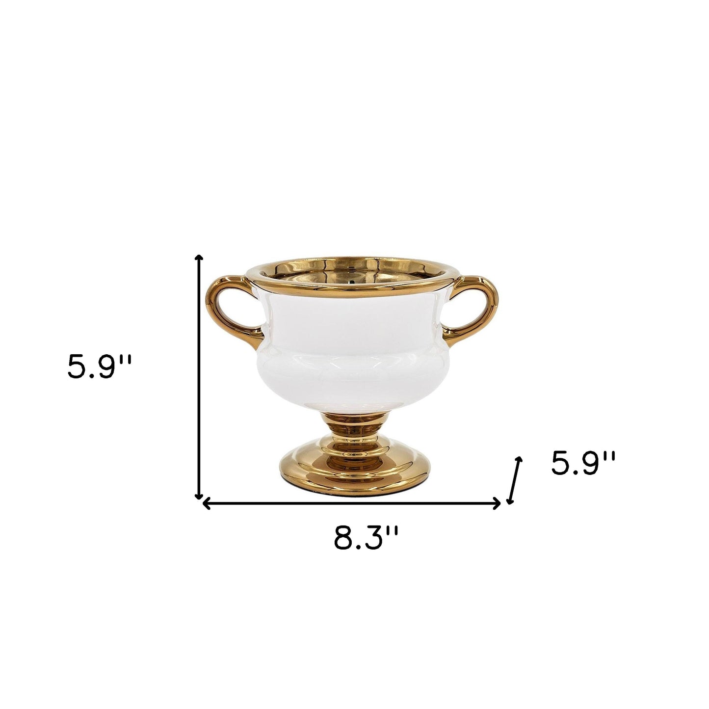 6" White And Gold Amphora Ceramic Table Vase - Loft&Timber