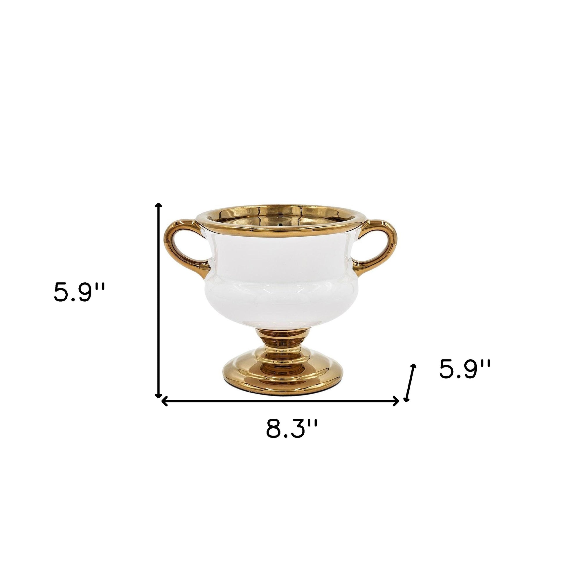 6" White And Gold Amphora Ceramic Table Vase - Loft&Timber