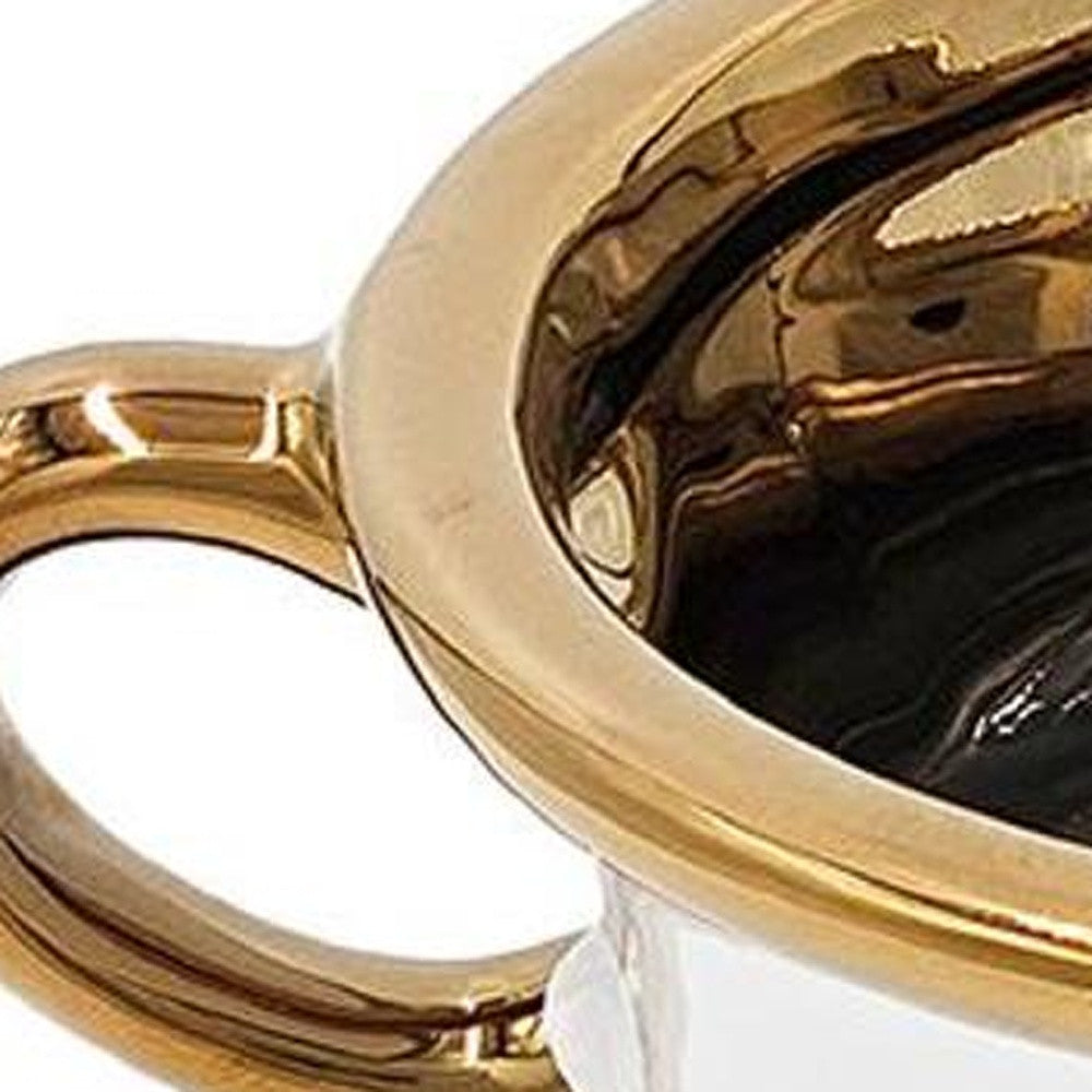 6" White And Gold Amphora Ceramic Table Vase - Loft&Timber