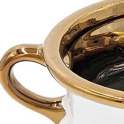 6" White And Gold Amphora Ceramic Table Vase - Loft&Timber