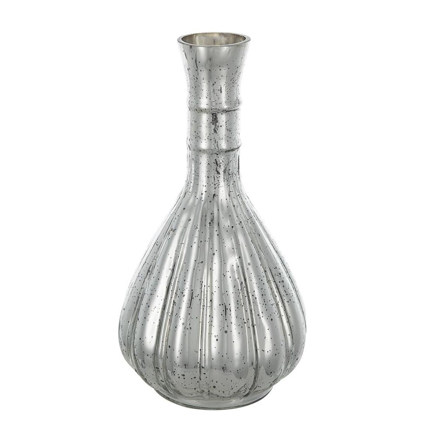 10" Silver Round Glass Table Vase - Loft&Timber