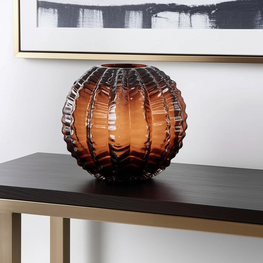 6" Burnt Umber Round Glass Table Vase - Loft&Timber