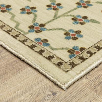 2' X 3' Ivory And Gold Oriental Area Rug With Fringe - Loft&Timber