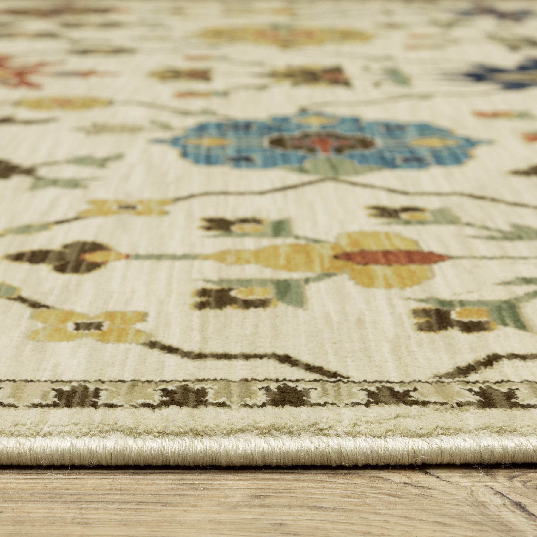 2' X 3' Ivory And Gold Oriental Area Rug With Fringe - Loft&Timber