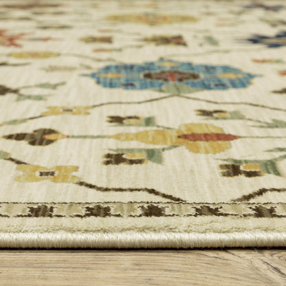 2' X 3' Ivory And Gold Oriental Area Rug With Fringe - Loft&Timber