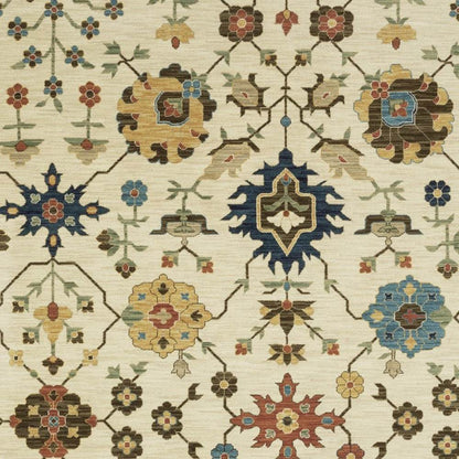 2' X 3' Ivory And Gold Oriental Area Rug With Fringe - Loft&Timber
