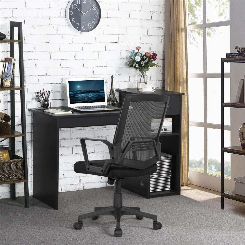Modern Desk & Mesh Chair Set, Drawer, Shelves-3