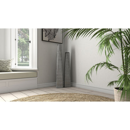 40" Silver Striped Tapered Ceramic Floor Vase - Loft&Timber