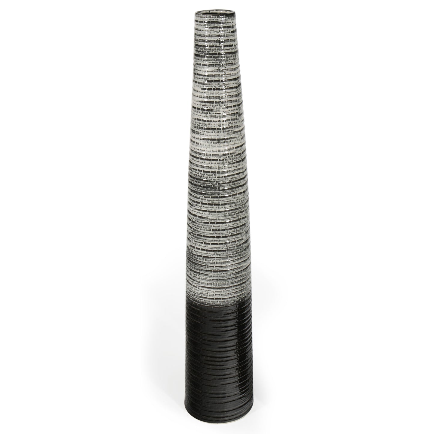 47" Black And Gray Ombre Tapered Ceramic Floor Vase - Loft&Timber