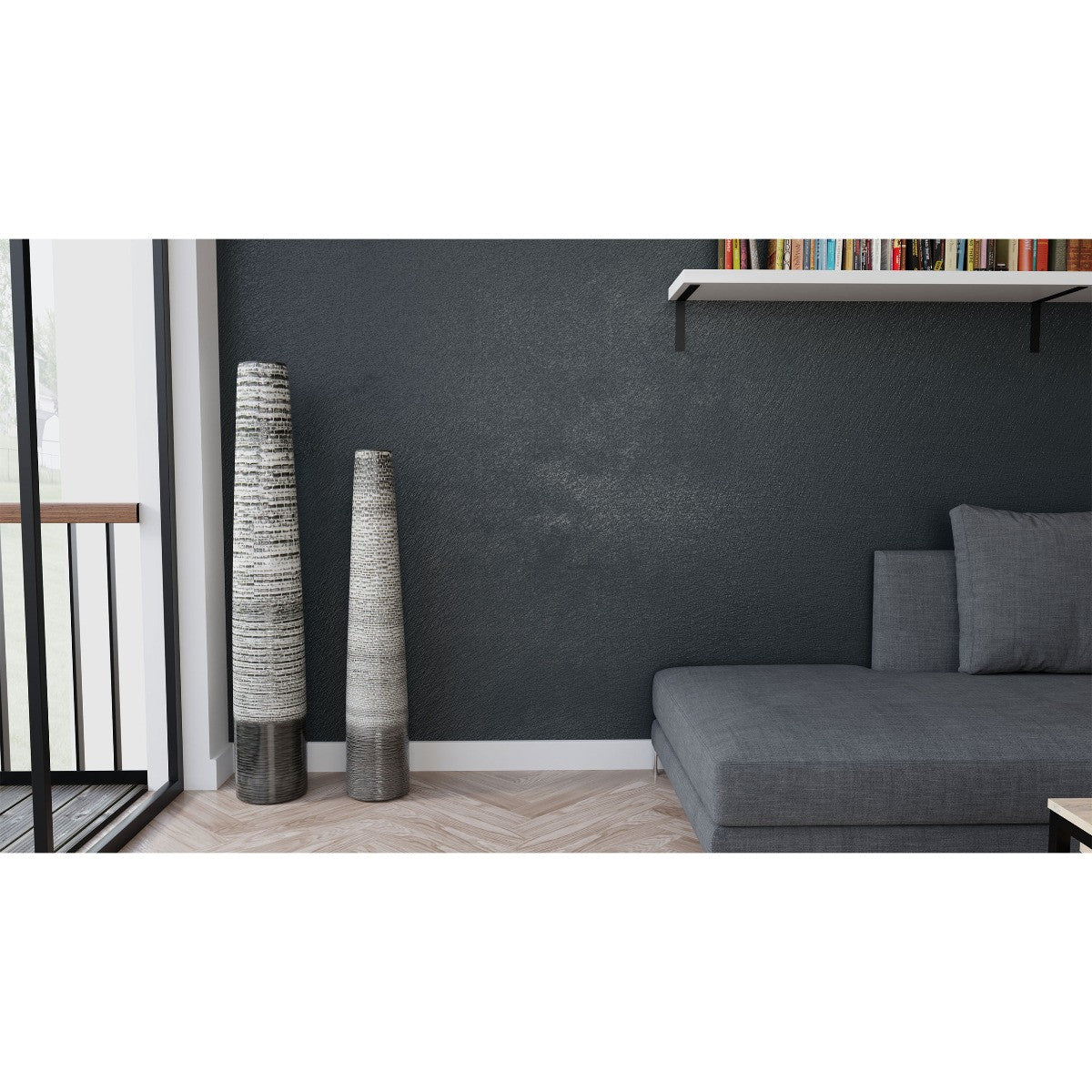 47" Black And Gray Ombre Tapered Ceramic Floor Vase - Loft&Timber